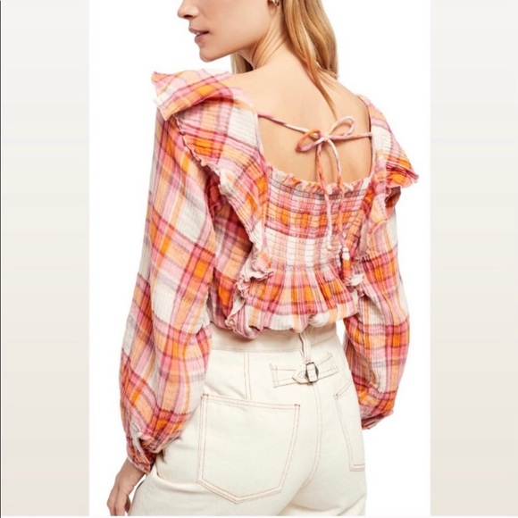 FREE PEOPLE PLAID PULLOVER TEA COMBO - Picture 7 of 7